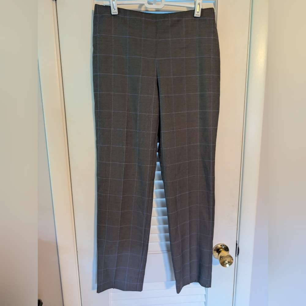 Michael By Michael Kors Size 6 Dress Gray Blue Plaid Dress Pants Euc